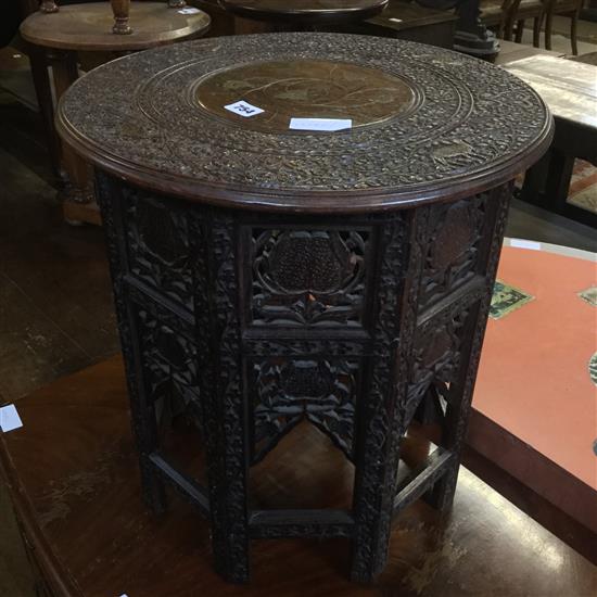 Small circular Indian carved table